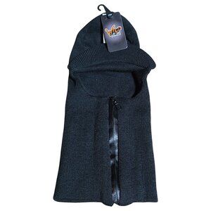 Wild Wear Knit Hood Balaclava Black Front Zip Up with Visor Outdoor Winter Gear